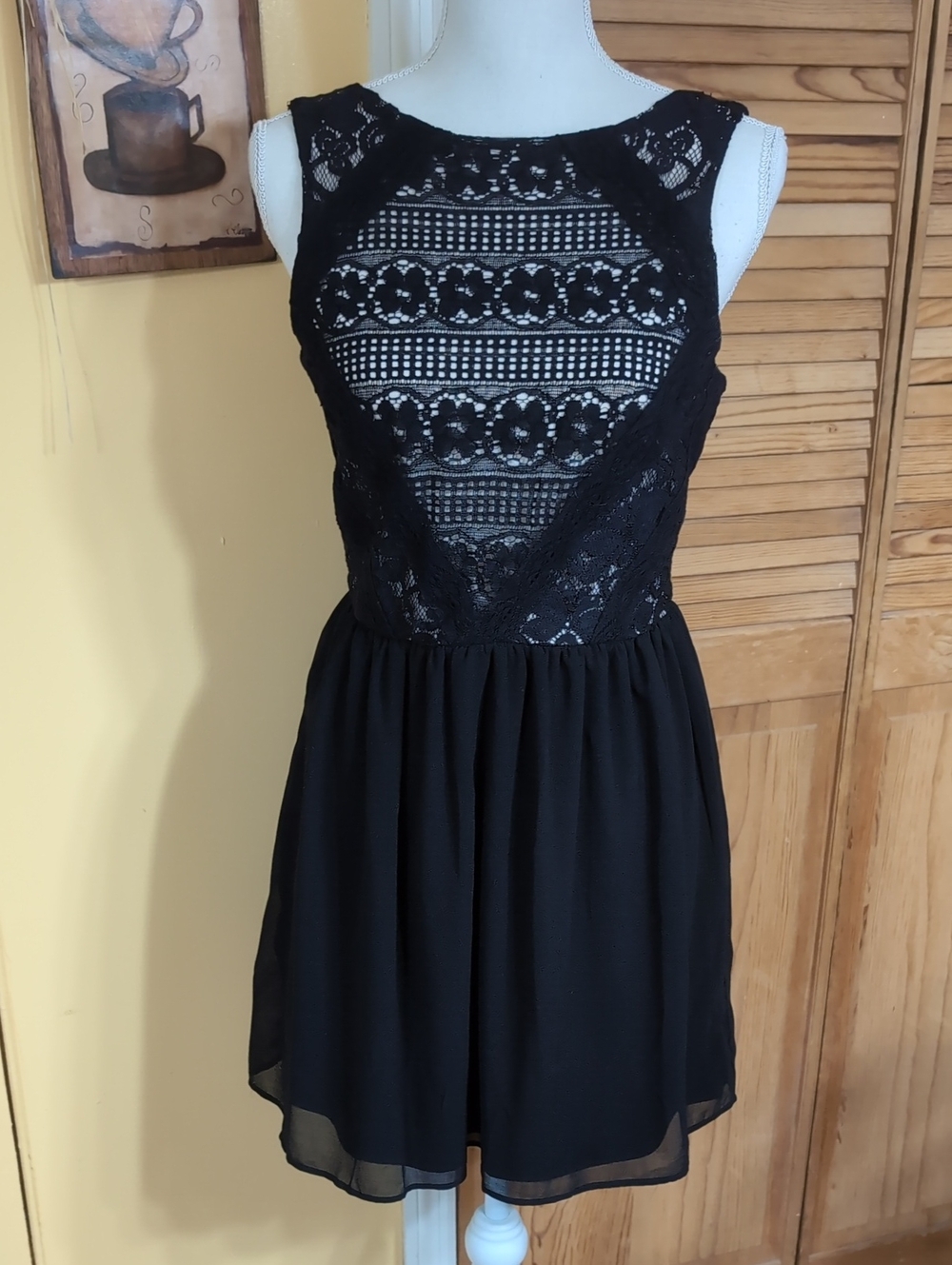 REWIND Black Lace Lined Dress S